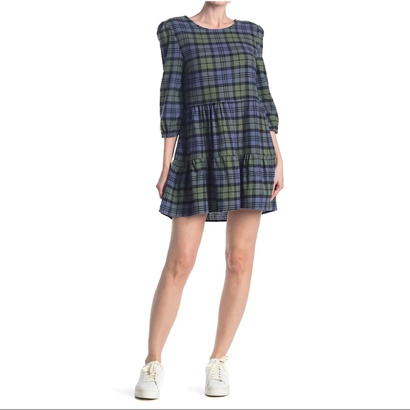 Nordstrom Rack Dresses & Skirts - NWT-Nordstrom Rack-Abound brand tiered dress-green & blue plaid-Sz L